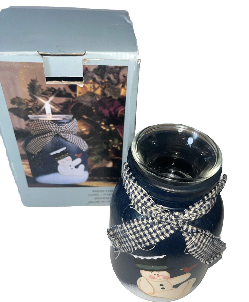 crazy mountain snowman candle holder Jar Christmas Item# 122861 Code: JVH-MAN